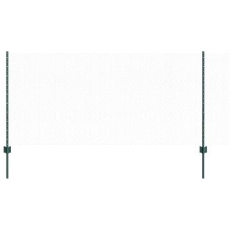 Berkfield Home Fence Posts 11 pcs U-Channel Green 100 cm Steel, Hexagon Fence Gr