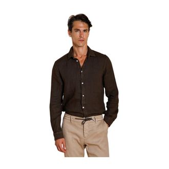 Mason's Torino Shirt in Linen Canvas - Heren - Casual Overhemden - Bruin - S - Linnen - Overhemden