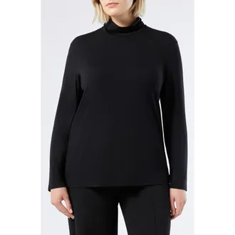 Marina Rinaldi Tirreno Turtleneck Jersey Top in Black at Nordstrom, Size Medium