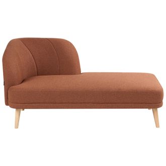 Beliani Beliani - Chaise Longue De Tela De Poli&eacute;ster Estilo Tradicional Muebles De Sala De Estar Marr&oacute;n Dorado Izquierdo Tanlay