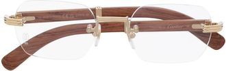 Cartier CT0377O frameless glasses - unisex - Metal/Wood - 53 - Brown