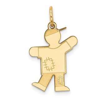 Diamond2Deal 14k Yellow Gold The Kids Small Patches Boy Engravable Kiss Charm Pendant