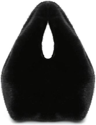 Generic Womens Plush Bags Womens Crossbody Bag Fur Handbag Leather Velvet Handheld(Black)