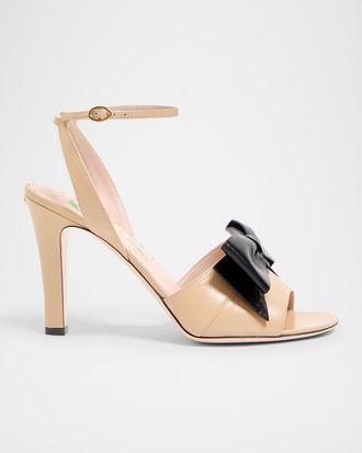 Valentino Garavani Bowow Leather Bow Ankle-Strap Sandals