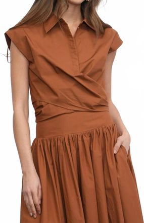 Greylin Eloise Wrap Poplin Top In Camel