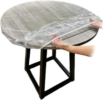 OEM Mantel Redondo Ajustable, Transparente, Con Bordes El&aacute;sticos, Impermeable Y Lavable, Duradero Para Cocina, Patio Y Comedor, 110-140 Cm