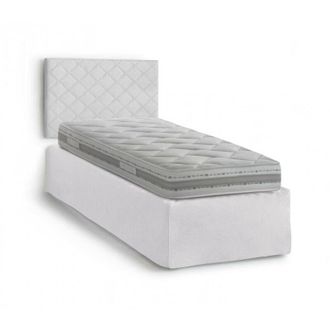 Dmora Dmora - Talamo Italia Letto singolo Cleonice, Set testata in ecopelle con rete ortopedica e mantovana, 100% Made in Italy, adatta a letto Singolo