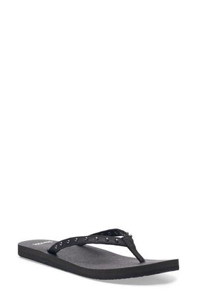 Sanuk Yoga Joy II Stud Flip Flop in Ojai Black at Nordstrom, Size 10