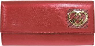 Gucci Red Color Patent Leather Long Wallet (Bi-Fold) (Pre-Owned)