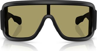 Moncler 142mm Rectangular Shield Sunglasses in Matte Black at Nordstrom