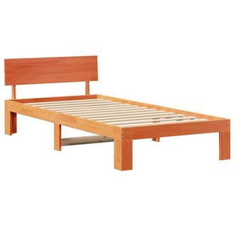 Berkfield Home Bed Frame with Headboard Wax Brown 75x190 cm Solid Pine Wood