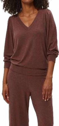 Michael Stars Gabriella Madison Jersey 3/4 V Top In Espresso