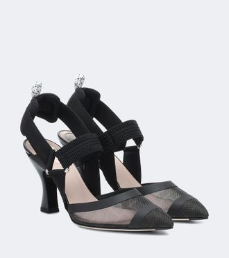 Fendi Colibr&igrave; mesh slingback pumps