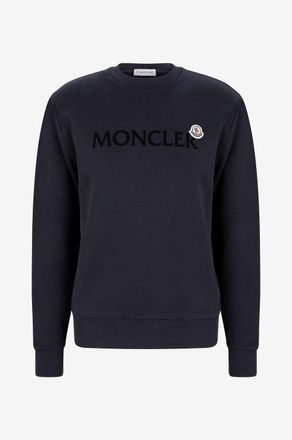 Moncler Rundhals-Sweatshirt mit Flockprint und Logopatch