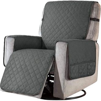 OEM Funda Acolchada Para Sill&oacute;n Reclinable - Protector Antideslizante Para Mascotas - 1 Plaza - 100 % Poli&eacute;ster - Lavable A Mano - Gris Oscuro