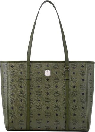 MCM Medium Toni Top-Zip Shopper in Visetos in Green at Nordstrom