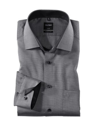Olymp Businesshemd OLYMP Luxor modern fit, Herren, Gr. 37, N-Gr, schwarz, Web, Obermaterial: 100% Baumwolle, Hemden Businesshemd