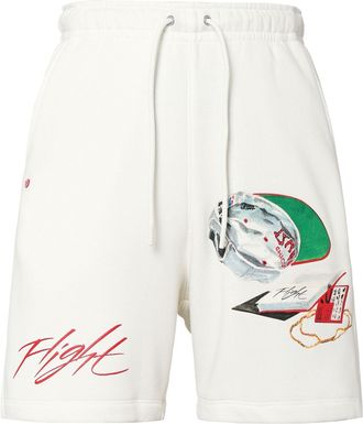 Nike Jordan Mens Air Jordan Fit Funny Pattern Printing Drawstring Lacing Straight Shorts White DQ7543-133