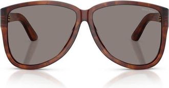 Miu Miu 61mm Pilot Sunglasses in Striped Tobacco/Dark Grey at Nordstrom