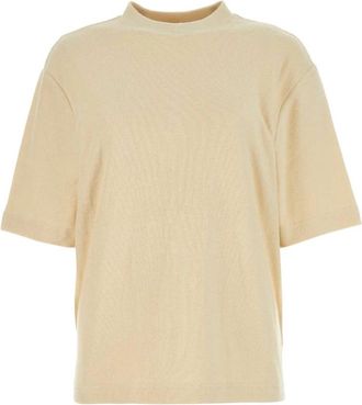 Burberry Cream Terry Fabric Oversize T-Shirt - Dames - T-shirts - Beige - S - Katoen - Tops