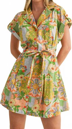 Merci Patchwork Button Down Mini Dress In Multi