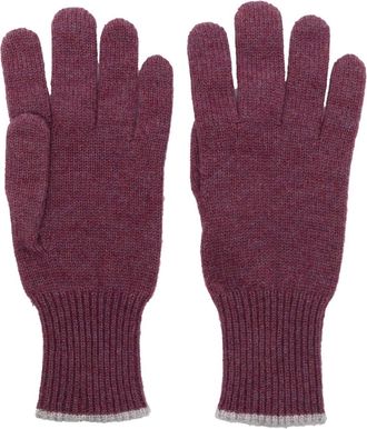 Brunello Cucinelli intarsia-knit cashmere gloves - men - Cashmere - L - Purple
