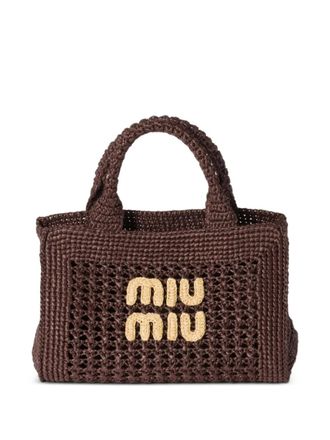 Miu Miu raffia-effect woven handbag - Brown