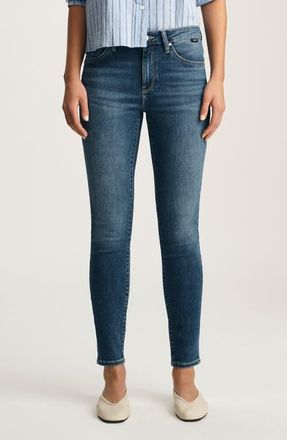 Mavi Tess High Waist Ankle Skinny Jeans in Dark Brushed Feathe at Nordstrom, Size 30 X 27