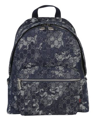 Gucci Blue Denim Jacquard Denim Gg Monogram Backpack (Authentic Pre-Loved)