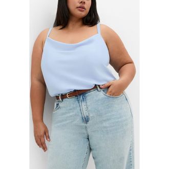 City Chic Cowl Neck Camisole in Sky Blue at Nordstrom