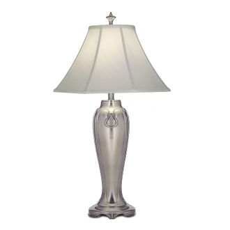 Loops Table Lamp Silvered Look Off-White Silk Shantung Shade Nickel LED E27 60W in Metallics