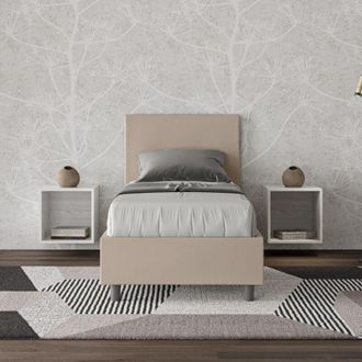 ITYhome Ityhome - Letto singolo contenitore imbottito 80x200 similpelle tortora Adele