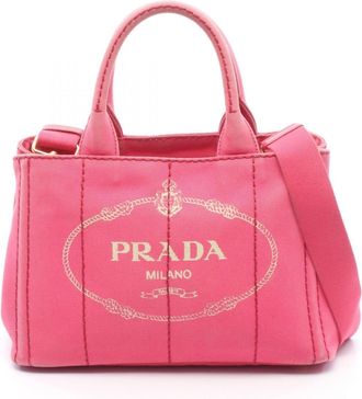 Prada Pink Canapa Handbag Tote Bag (Pre-Owned)
