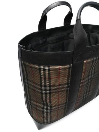 Burberry Womens Ormond Check Tote Bag Black >