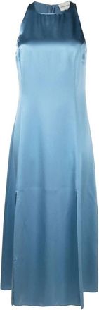 Loulou Studio Lange Mouwloze Jurk - Dames - Maxi kleedjes - Blauw - M - Kleedjes
