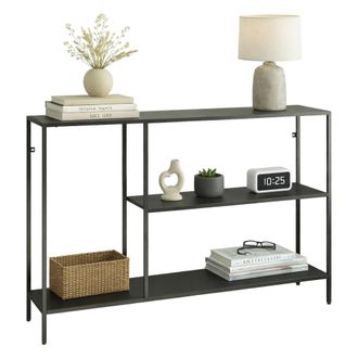 Dmora Consola Uva, Mesa Multiusos, Gabinete De Soporte, Escritorio De Pasillo, 120x30 H80 Cm, Pizarra - Dmora