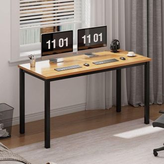 Soges Scrivania per computer piccola 100 x 60 x 75 cm, scrivania per PC, scrivania da ufficio, scrivania angolare per ufficio domestico,Teak Nero
