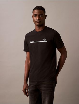 Calvin Klein Jeans Calvin Klein Mens HD Monogram Logo Crewneck T-Shirt - Black - XS