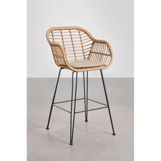 Sklum Pack De 4 Taburetes Altos De Jard&iacute;n En Mimbre Sint&eacute;tico Zole Sklum