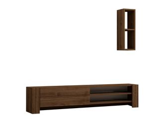 Hanah Home Mueble Para La Tele Con Estanter&iacute;a De Pared De Madera <> - 160 X 26 X 33 Cm - Marr&oacute;n