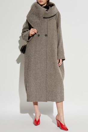 Ferragamo Wool Coat With Belt, Womens, Beige