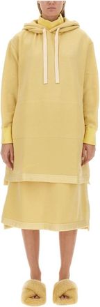 Jil Sander Sweatshirt met Hoodie - Dames - Lange truien - Geel - M - Truien & Vesten