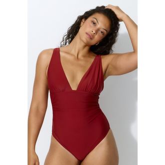 H&M Light Shape Swimsuit in Dark Red at Nordstrom, Size X-Small