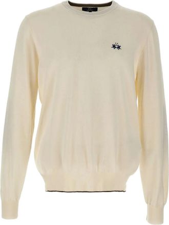 La Martina Trui met geborduurde elleboog - Beige