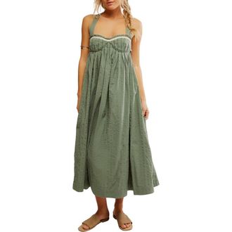Free People Poppy Cotton Seersucker Midi Dress in Lily Pad at Nordstrom Rack, Size X-Large