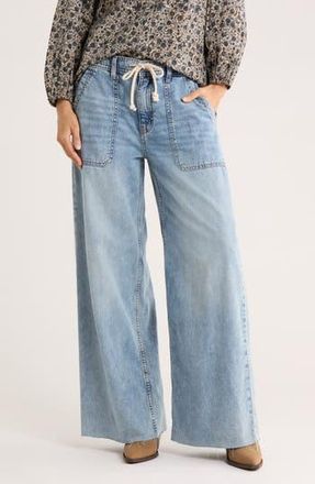 Lucky Brand Patch Pocket Raw Hem Wide Leg Pull-On Jeans in Kingsley - Cut at Nordstrom Rack, Size X-Large