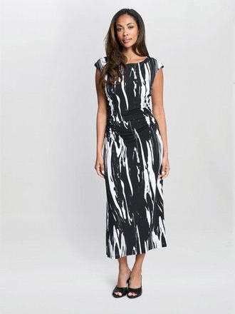 Gina Bacconi Womens Lucia Abstract Print Dress - Black/White - Size 16 UK