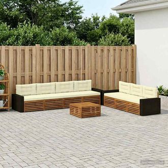 vidaXL Vidaxl Set Di Divani Da Esterno 8 Pz Naturale E Crema Poliestere