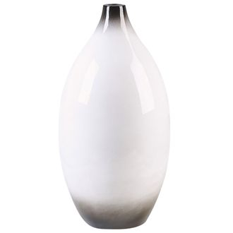 Beliani Jarr&oacute;n Decorativo Blanco Y Negro 46 Cm Terracota Elegante Moderno Baeza