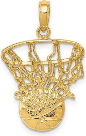 Diamond2Deal 14k Yellow Gold Swoosh Basketball Net Pendant